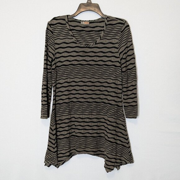 TIANELLO By Steve Barraza Stretchy Crepe Knit Fit to Flare Tunic Top; Size S - Picture 1 of 4